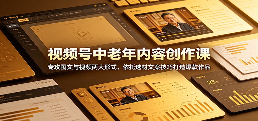 视频号中老年内容创作课：专攻图文与视频两大形式，依托选材文案技巧打造爆款作品-大川资源分享站