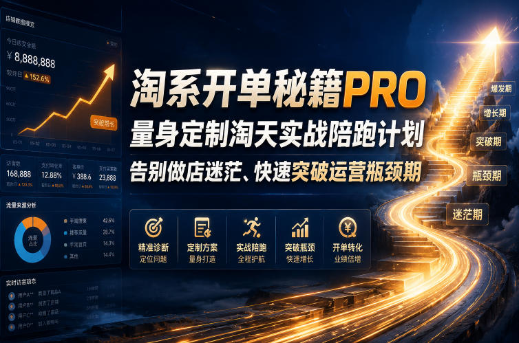 淘系开单秘籍PRO，量身定制淘天实战陪跑计划，告别做店迷茫、快速突破运营瓶颈期(2026年6月11)-大川资源分享站