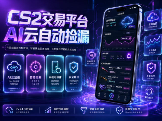 CS2交易平台AI云自动捡漏，多年稳定运行，无需手机，支持任何形式验证，日入300+【揭秘】-大川资源分享站