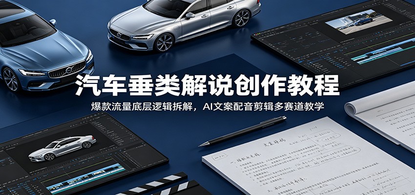 汽车垂类解说创作教程:爆款流量底层逻辑拆解,AI文案配音剪辑多赛道教学-大川资源分享站