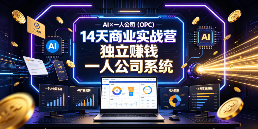AI×一人公司(OPC)14天商业实战营，用AI帮你搭建一个属于你自己的、能独立賺钱的一人公司系统-大川资源分享站