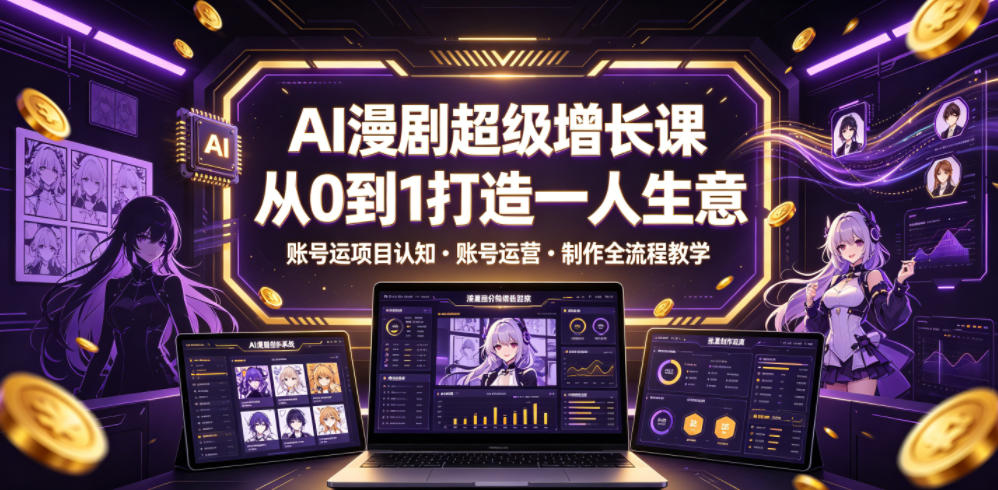 AI漫剧超级增长课，从0到1打造一人生意，项目认知・账号运营・制作全流程教学-大川资源分享站