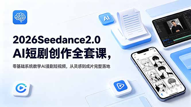 2026Seedance2.0AI短剧创作全套课，零基础系统教学AI漫剧短视频，从灵感到成片完整落地-大川资源分享站