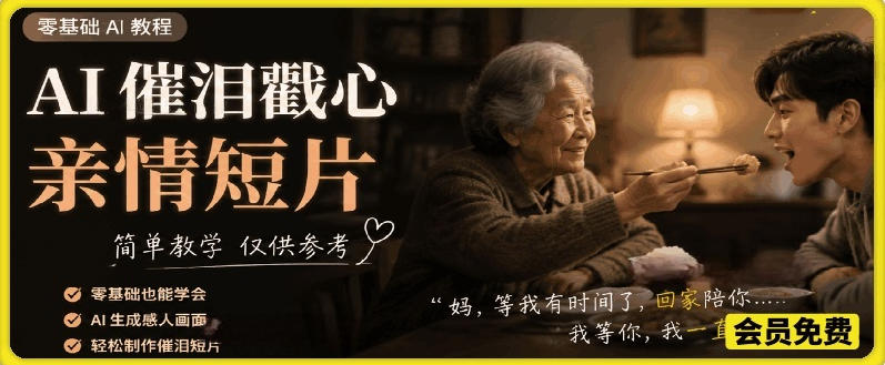 AI催泪戳心亲情短片，零基础AI教程，简单教学仅供参考-大川资源分享站