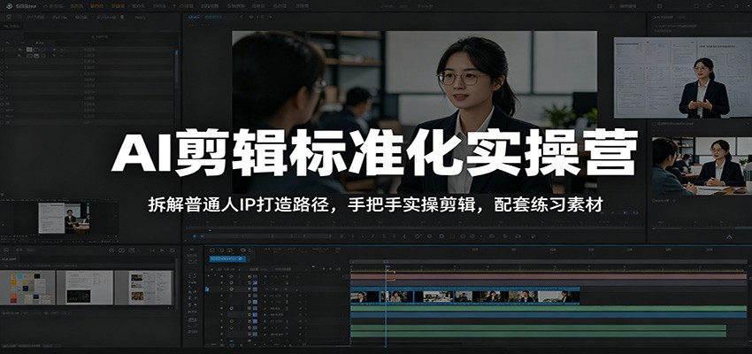 AI剪辑标准化实操营：拆解普通人IP打造路径，手把手实操剪辑，配套练习素材-大川资源分享站