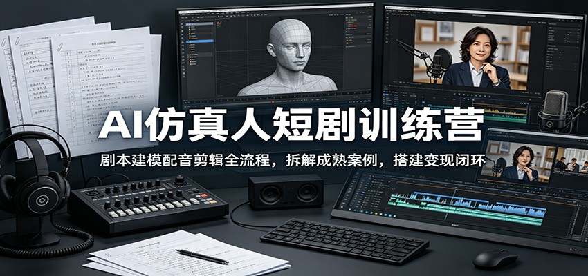 AI仿真人短剧训练营：剧本建模配音剪辑全流程，拆解成熟案例，搭建变现闭环-大川资源分享站