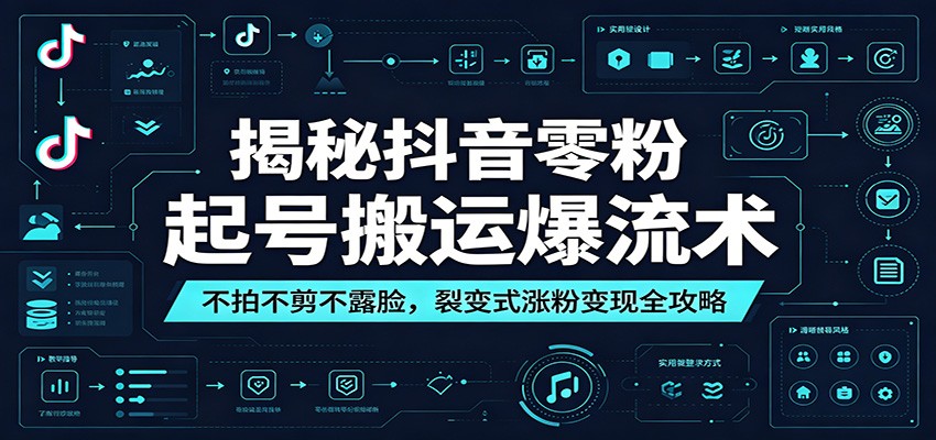 揭秘抖音零粉起号搬运爆流术：不拍不剪不露脸，裂变式涨粉变现全攻略-大川资源分享站