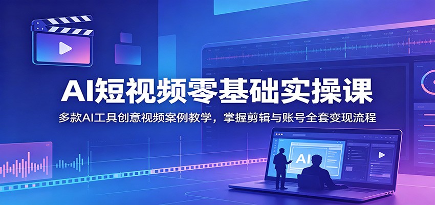 AI短视频零基础实操课：多款AI工具创意视频案例教学，掌握剪辑与账号全套变现流程-大川资源分享站