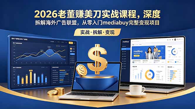 2026老董赚美刀实战课程，深度拆解海外广告联盟，从零入门mediabuy完整变现项目-大川资源分享站