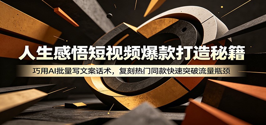 人生感悟短视频爆款打造秘籍：巧用A 批量写文案话术，复刻热门同款快速突破流量瓶颈-大川资源分享站