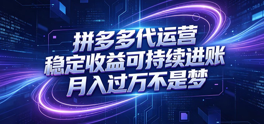 拼多多代运营，小白也能轻松月入过万，真实运营数据可查，全托管代运营-大川资源分享站