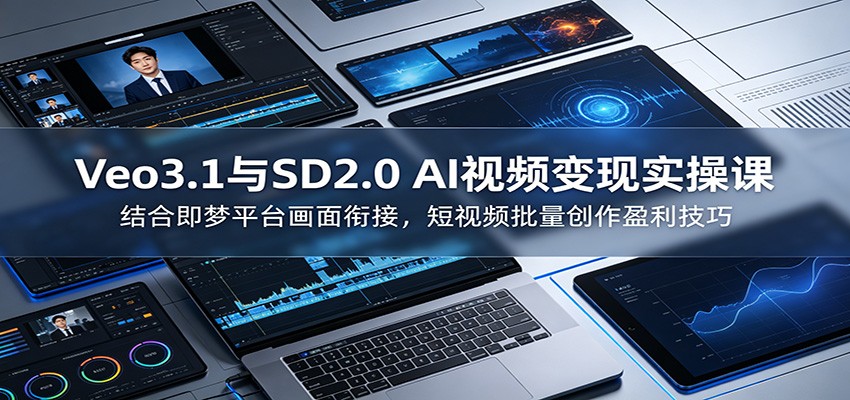 Veo3.1与SD2.0 AI视频变现实操课课：结合即梦平台画面衔接，短视频批量创作盈利技巧-大川资源分享站