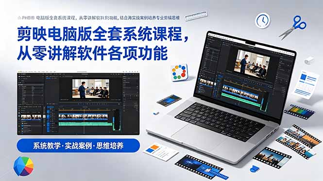 剪映电脑版全套系统课程，从零讲解软件各项功能，结合海量实战案例培养专业剪辑思维-大川资源分享站