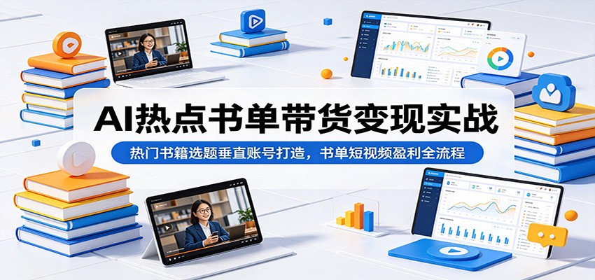 AI热点书单带货变现实战：热门书籍选题垂直账号打造，书单短视频盈利全流程-大川资源分享站