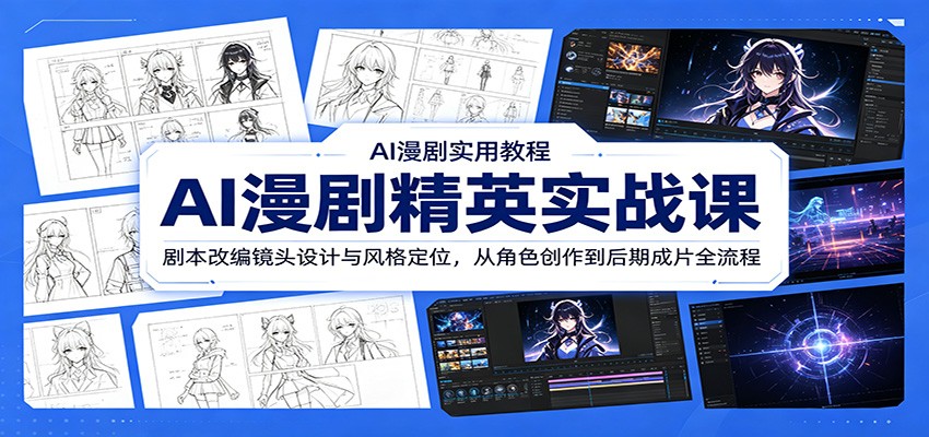 AI漫剧精英实战课：剧本改编镜头设计与风格定位，从角色创作到后期成片全流程-大川资源分享站
