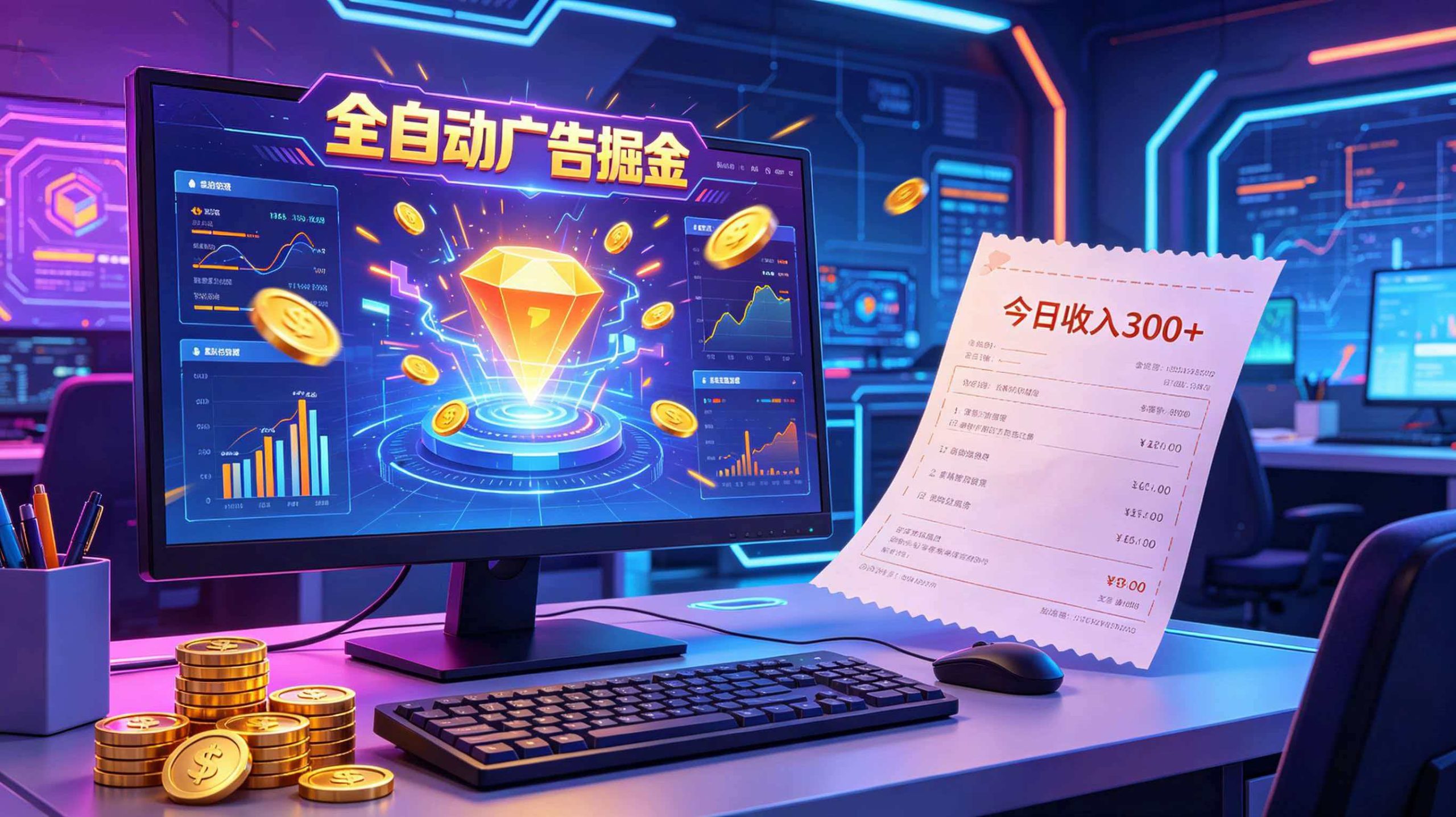 全自动广告掘金，日入300+。全程Ai自动化运行，解放双手，时间自由。收益稳定-大川资源分享站