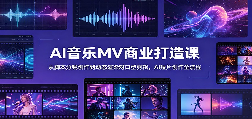 AI音乐MV商业打造课：从脚本分镜创作到动态渲染对口型剪辑，AI短片创作全流程-大川资源分享站