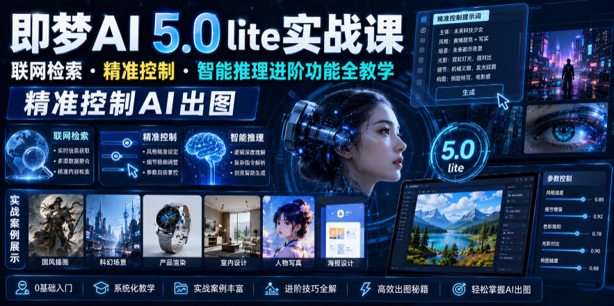 即梦AI 5.0 lite实战课，联网检索・精准控制・智能推理进阶功能全教学，精准控制AI出图-大川资源分享站