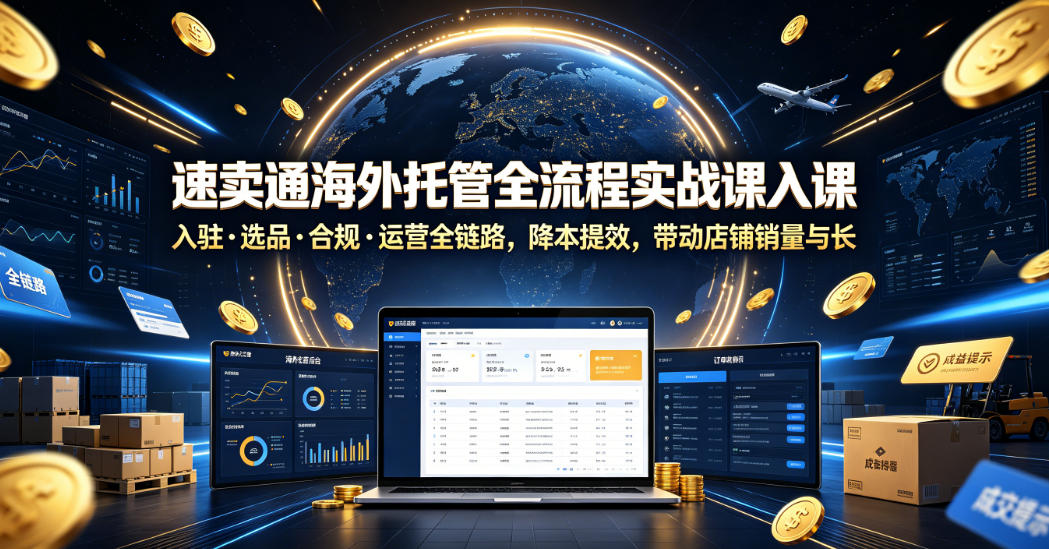 速卖通海外托管全流程实战课入驻・选品・合规・运营全链路，降本提效，带动店铺销量与收益增长-大川资源分享站