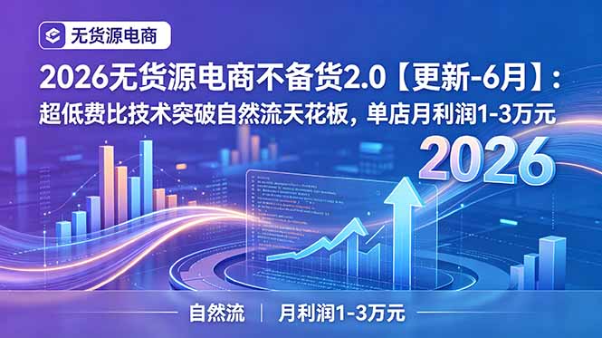 2026无货源电商不备货2.0【更新-6月】：超低费比技术突破自然流天花板，单店月利润1-3万元-大川资源分享站