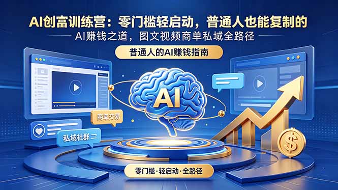 AI创富训练营：零门槛轻启动，普通人也能复制的AI赚钱之道，图文视频商单私域全路径-大川资源分享站