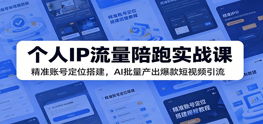 个人IP流量陪跑实战课：精准账号定位搭建，AI批量产出爆款短视频引流-大川资源分享站