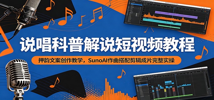 说唱科普解说短视频教程：押韵文案创作教学，SunoAI作曲搭配剪辑成片完整实操-大川资源分享站