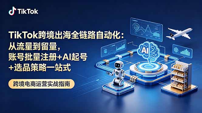TikTok跨境出海全链路自动化：从流量到留量，账号批量注册+AI起号+选品策略一站式-大川资源分享站