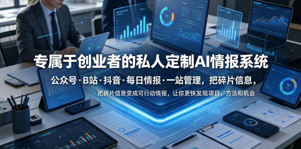 专属于创业者的私人定制AI情报系统，公众号·B站·抖音·每日情报·一站管理，把碎片信息变成可行动情报，让你更快发现项目、方法和机会-大川资源分享站