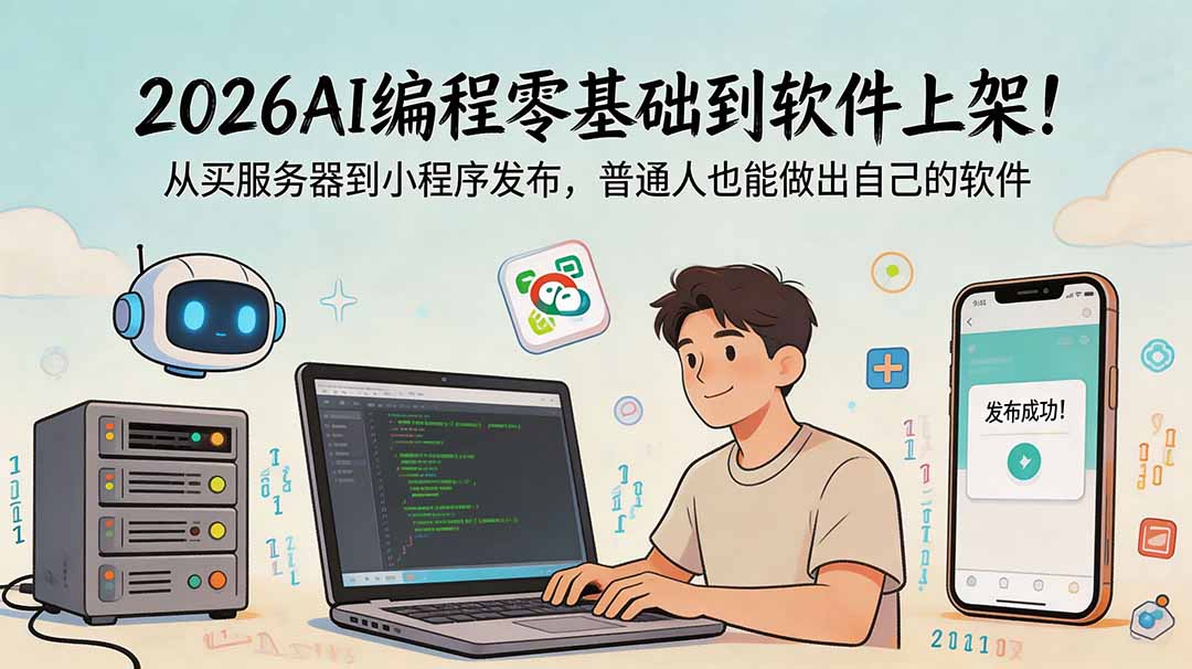 2026AI编程零基础到软件上架！从买服务器到小程序发布，普通人也能做出自己的软件-大川资源分享站