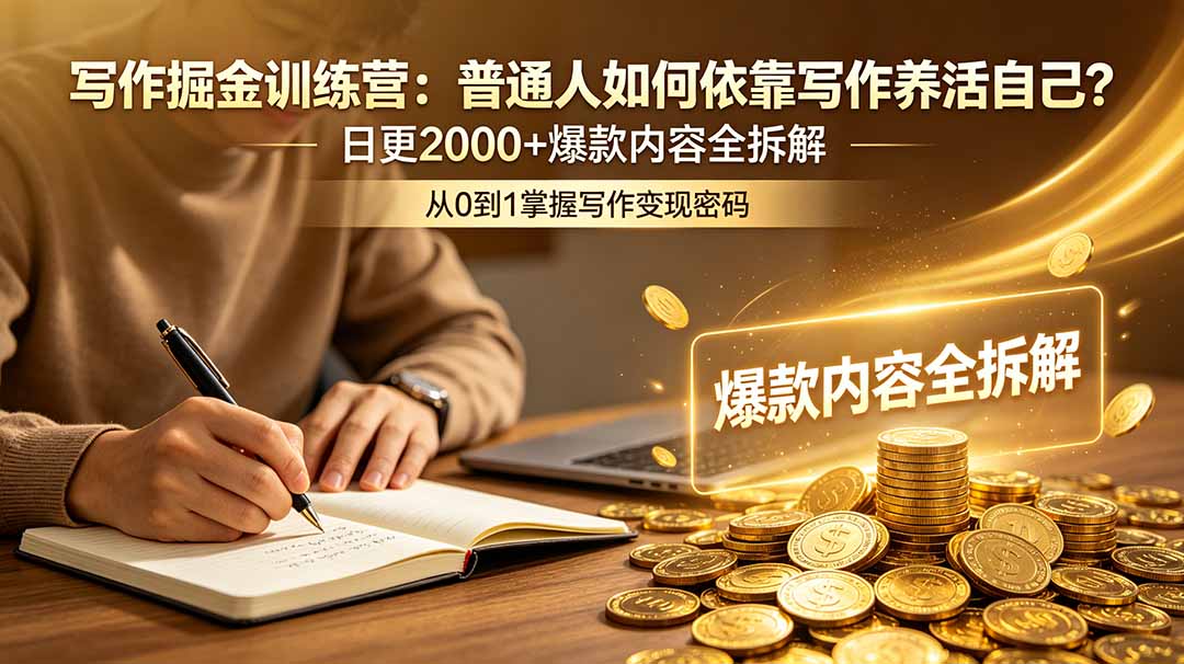 写作掘金训练营：普通人如何依靠写作养活自己？日更2000+爆款内容全拆解-大川资源分享站