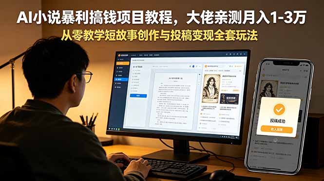 AI小说暴利搞钱项目教程，大佬亲测月入1-3万，从零教学短故事创作与投稿变现全套玩法-大川资源分享站