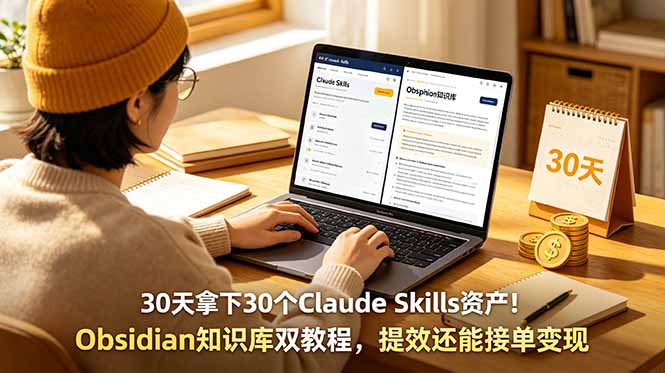 30天拿下30个Claude Skills资产!Obsidian知识库双教程,提效还能接单变现-大川资源分享站