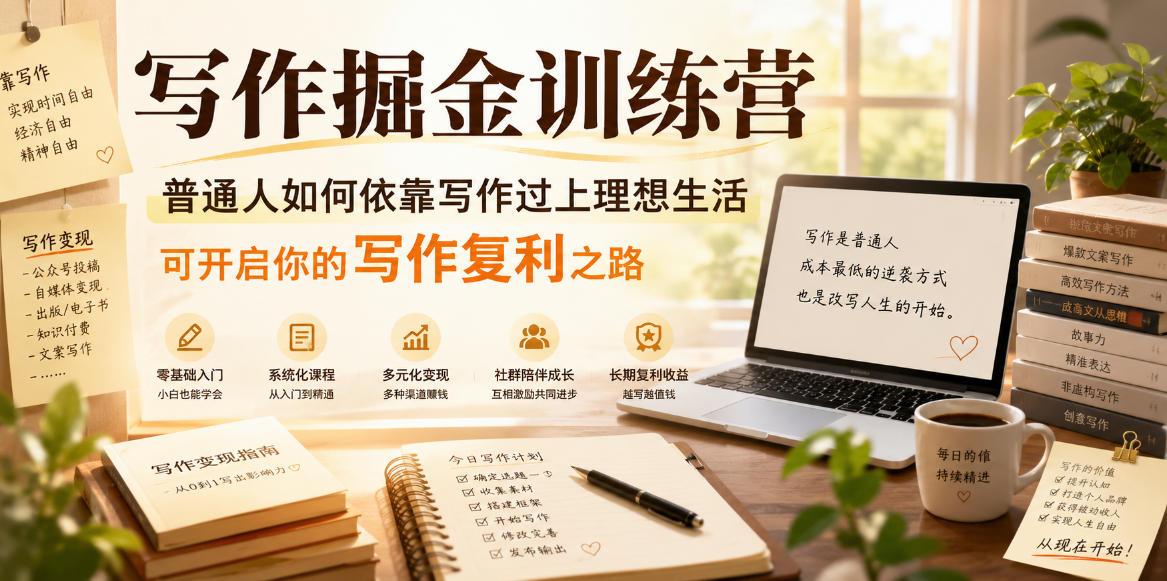 写作掘金训练营，普通人如何依靠写作过上理想生活，可开启你的写作复利之路(更新6月)-大川资源分享站