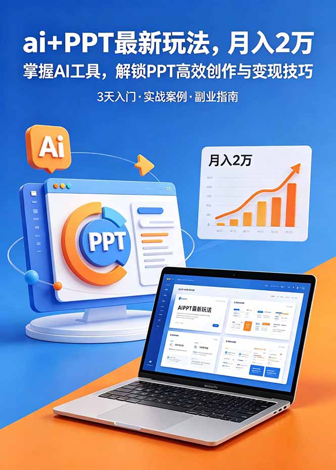 ai+PPT最新玩法,月入2万掌握AI工具,解锁PPT高效创作与变现技巧3天入门,实战案例·副业指南-大川资源分享站