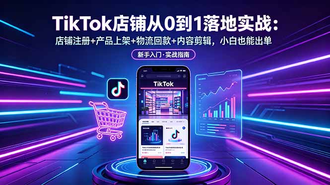TikTok店铺从0到1落地实战:店铺注册+产品上架+物流回款+内容剪辑,小白也能出单-大川资源分享站