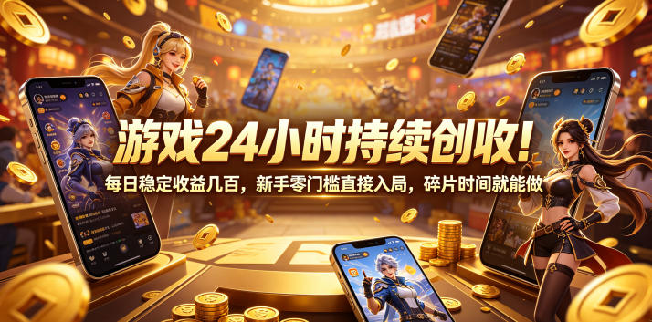 游戏24小时持续创收！每日稳定收益几百，新手零门槛直接入局，碎片时间就能做【揭秘】-大川资源分享站