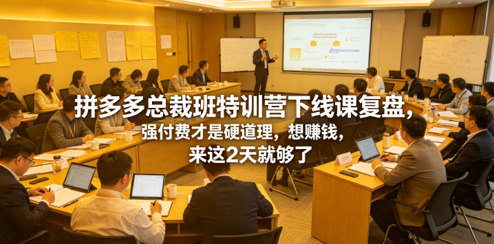 拼多多总裁班特训营下线课复盘，强付费才是硬道理，想賺钱，来这2天就够了-大川资源分享站