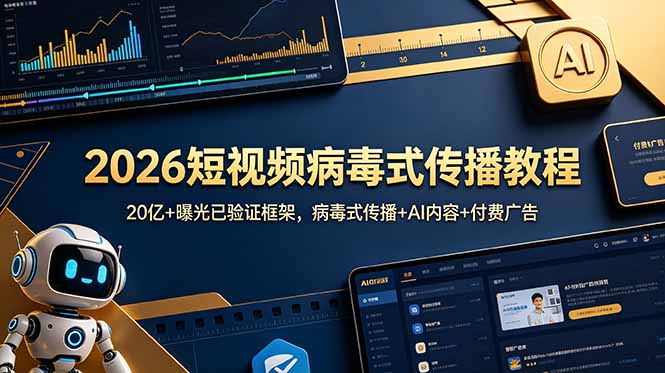 2026短视频病毒式传播教程：20亿+曝光已验证框架，病毒式传播+AI内容+付费广告-大川资源分享站