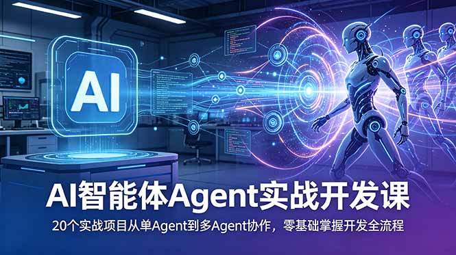 AI智能体Agent实战开发课：20个实战项目从单Agent到多Agent协作，零基础掌握开发全流程-大川资源分享站