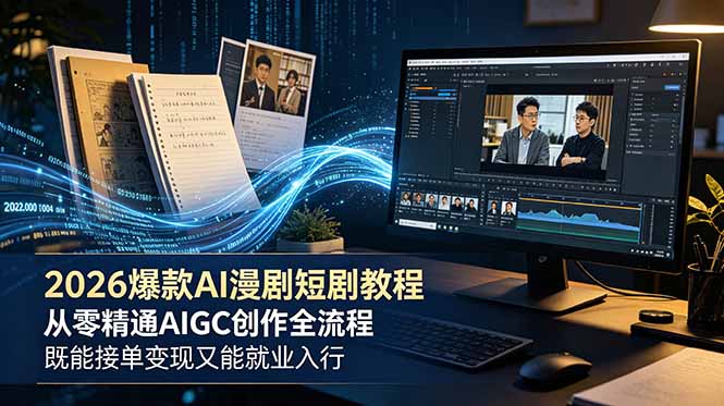 2026 爆款 AI 漫剧短剧教程 从零精通 AIGC 创作全流程 既能接单变现又能就业入行-大川资源分享站