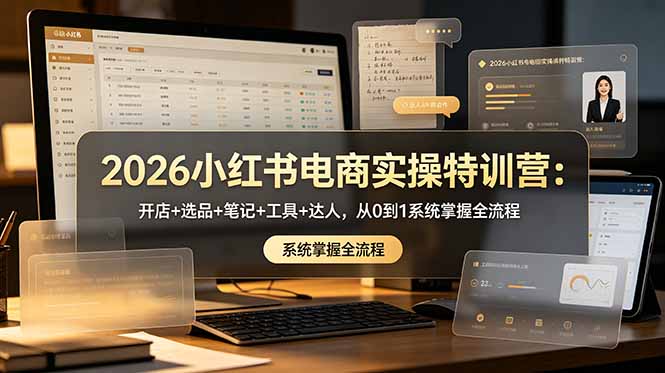 2026小红书电商实操特训营：开店+选品+笔记+工具+达人，从0到1系统掌握全流程-大川资源分享站