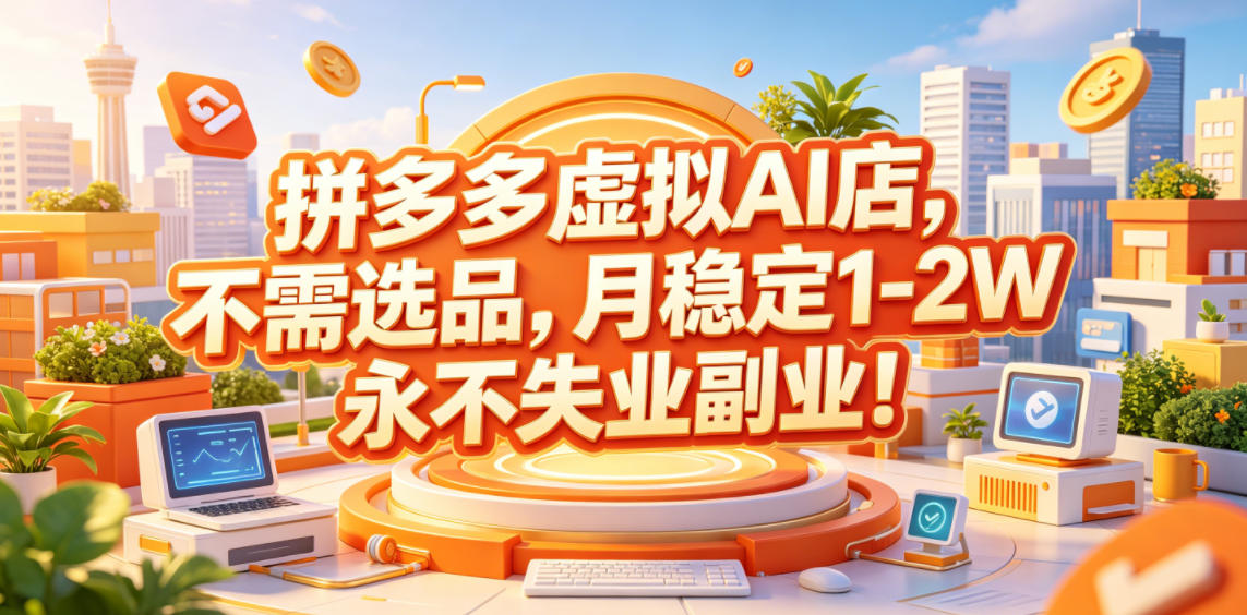 拼多多虚拟AI店，不需选品，月稳定1-2W，永不失业副业！【揭秘】-大川资源分享站