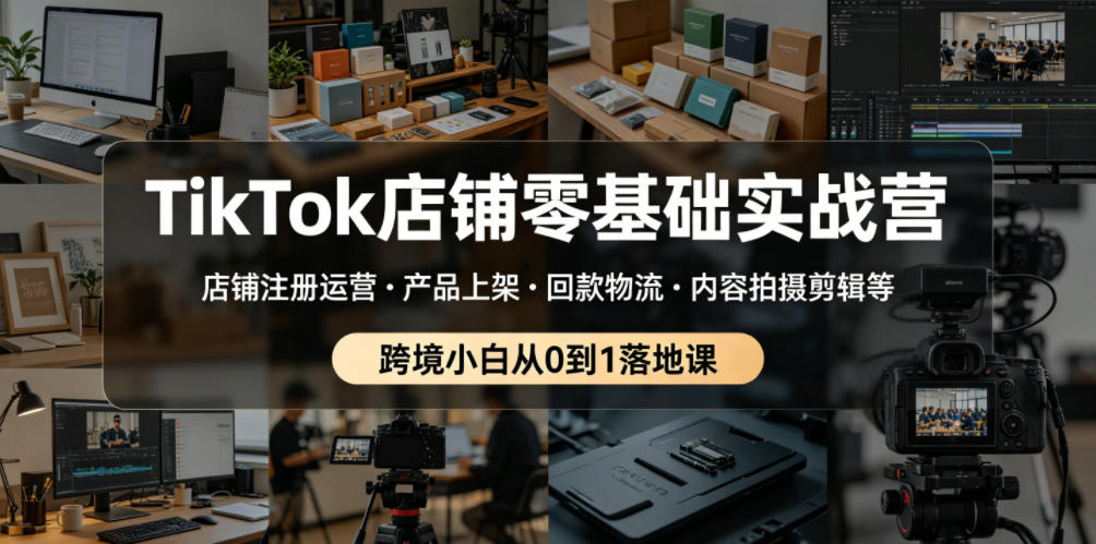 TikTok店铺零基础实战营，店铺注册运营・产品上架・回款物流・内容拍摄剪辑等 ，跨境小白从0到1落地课-大川资源分享站