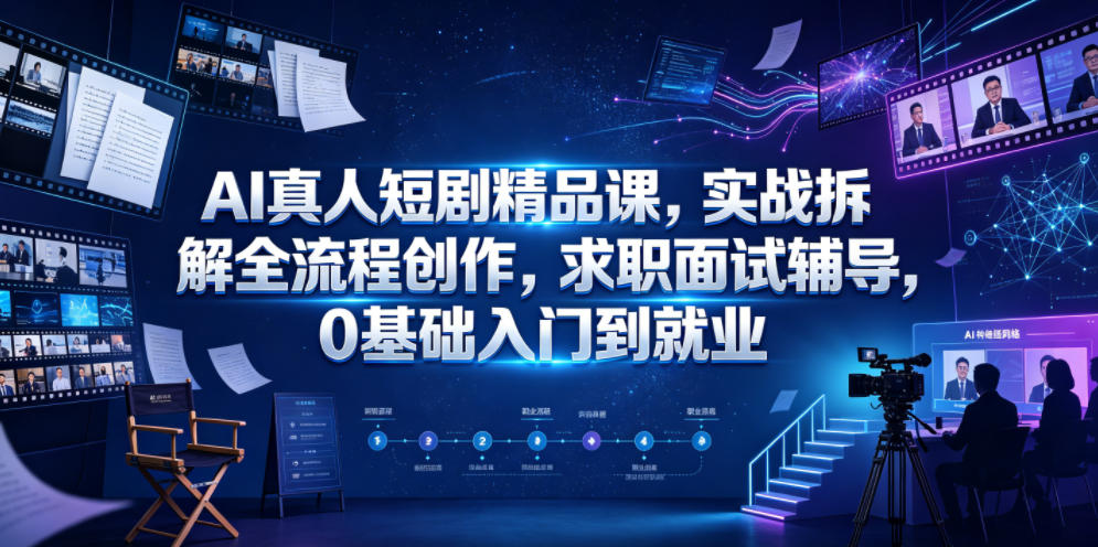 AI真人短剧精品课，实战拆解全流程创作，求职面试辅导，0基础入门到就业-大川资源分享站