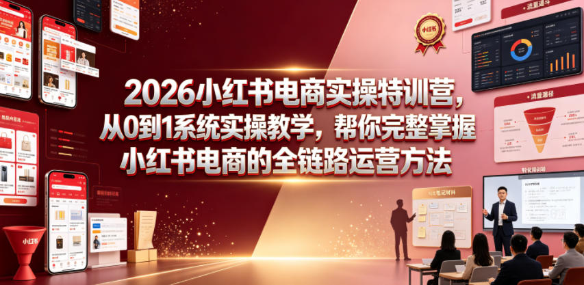 2026小红书电商实操特训营，从0到1系统实操教学，帮你完整掌握小红书电商的全链路运营方法-大川资源分享站