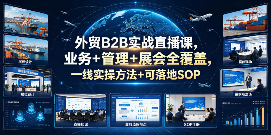 外贸B2B实战直播课，业务+管理+展会全覆盖，一线实操方法+可落地SOP-大川资源分享站