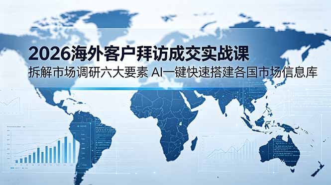2026海外客户拜访成交实战课：拆解市场调研六大要素，AI一键快速搭建各国市场信息库-大川资源分享站
