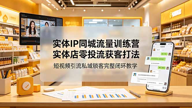 实体IP同城流量训练营：实体店零投流获客打法，短视频引流私域锁客完整闭环教学-大川资源分享站