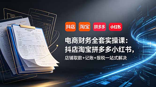 电商财务全套实操课：抖店淘宝拼多多小红书，店铺取数+记账+报税一站式解决-大川资源分享站